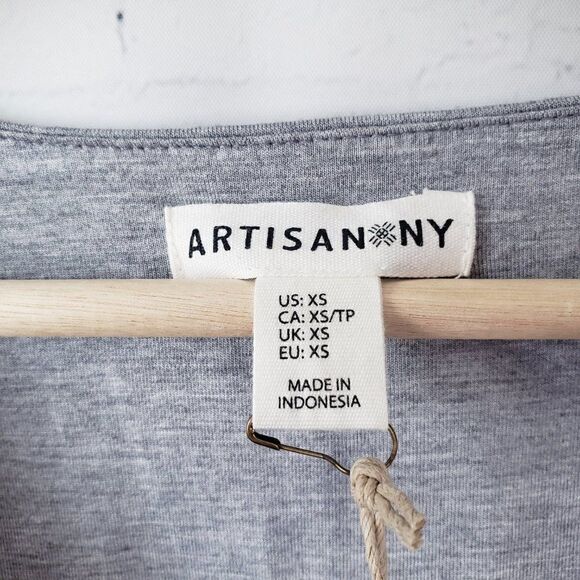 ARTISAN NY Jersey Knit V-Neck Dress Gray Knee Length XS Stretch NEW Casual Basic - Picture 3 of 6